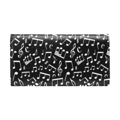 Music Note Black white Themed Print Women's Trifold Wallet