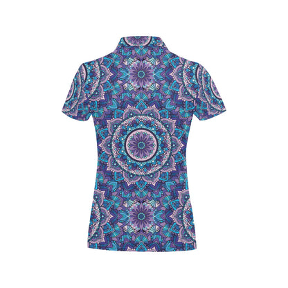 Mandala Pattern Print Design 04 Women's Polo Shirt