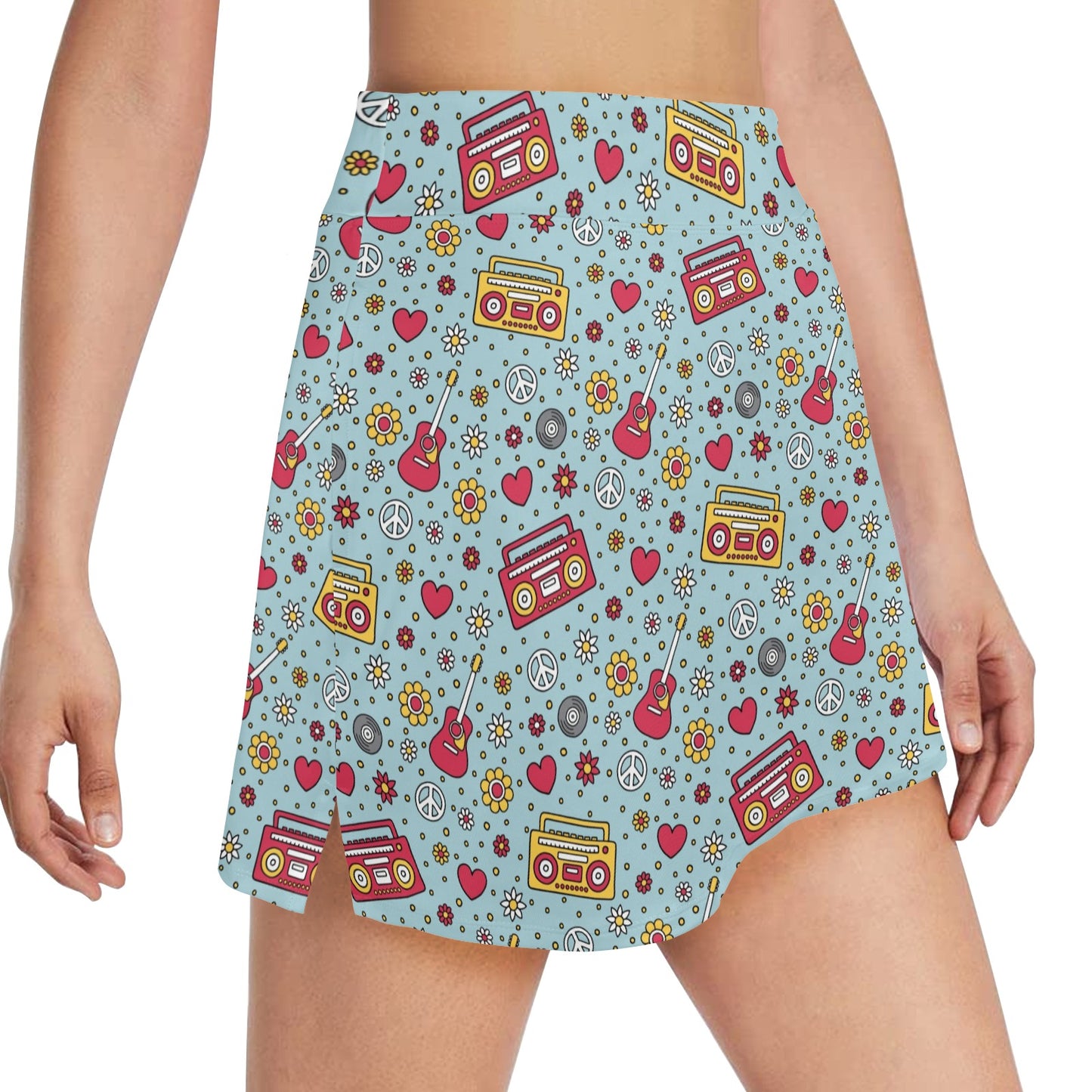 Hippie Print Design LKS307 Women's Golf Skirt with Pocket