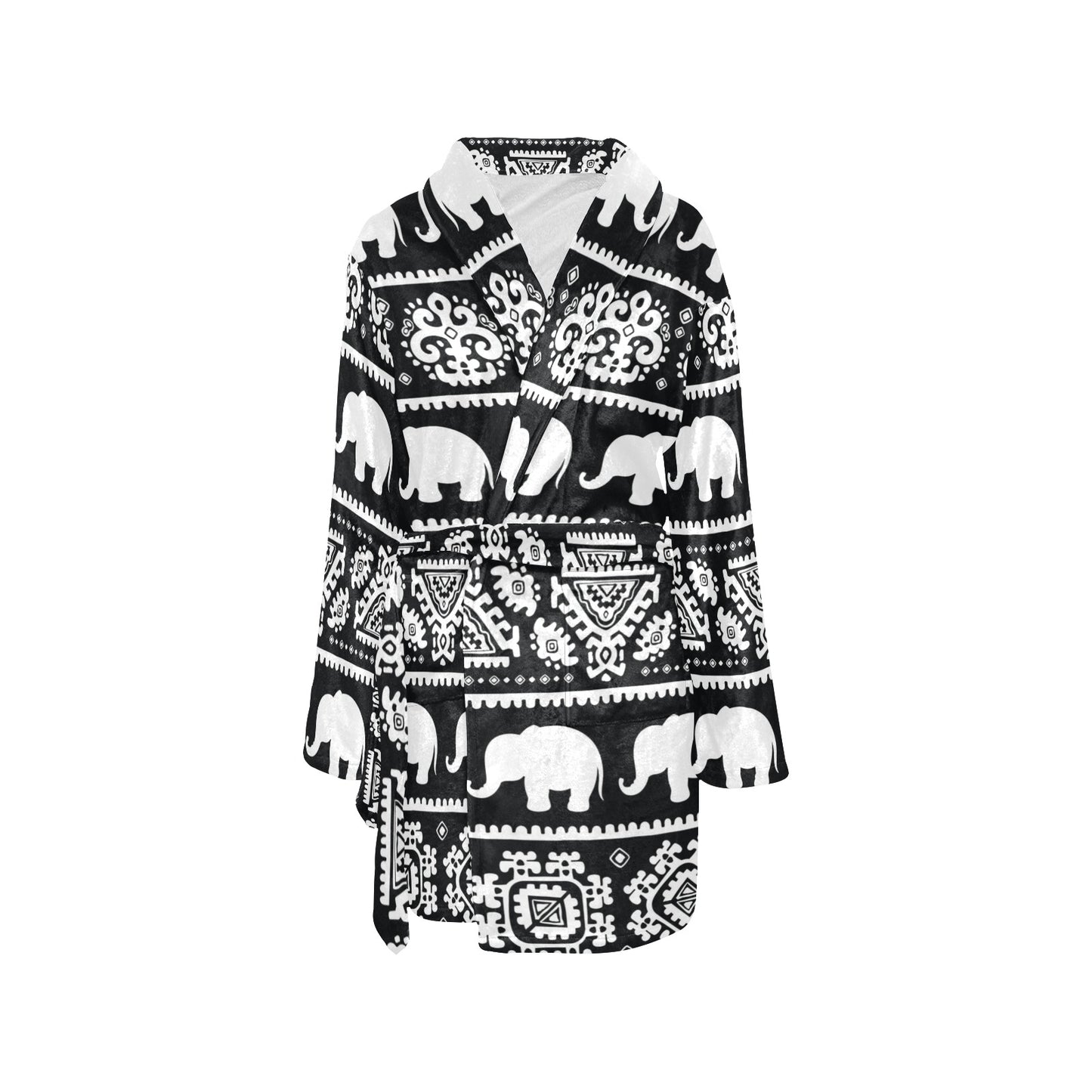 Elephant Pattern Women's Fleece Robe