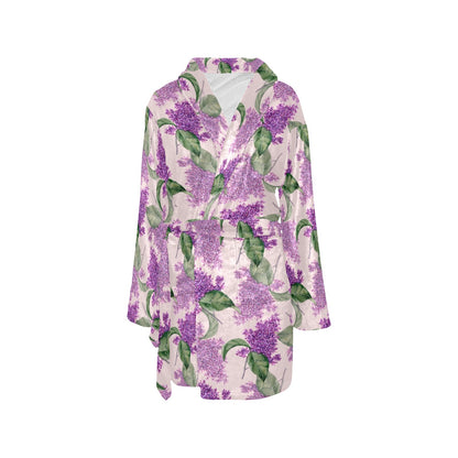 Lilac Pattern Print Design LI02 Women's Fleece Robe