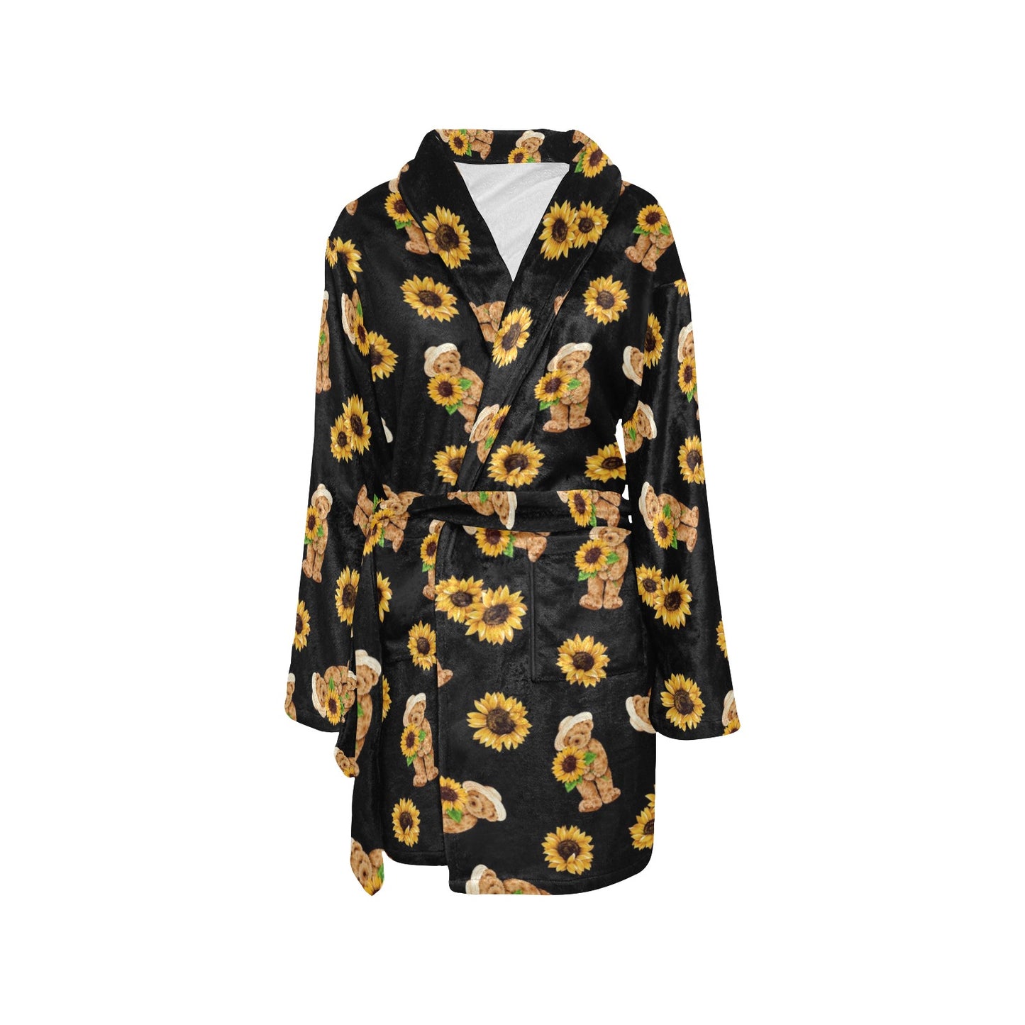 Sunflower Pattern Print Design SF016 Women's Fleece Robe