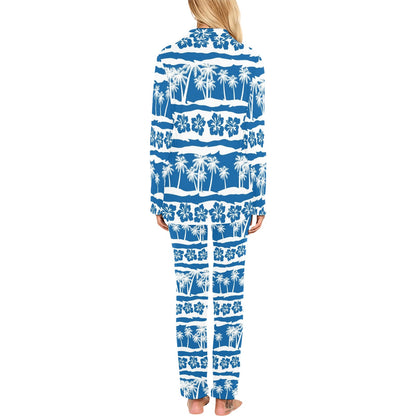 Hawaiian Themed Pattern Print Design H021 Women's Long Pajama Set
