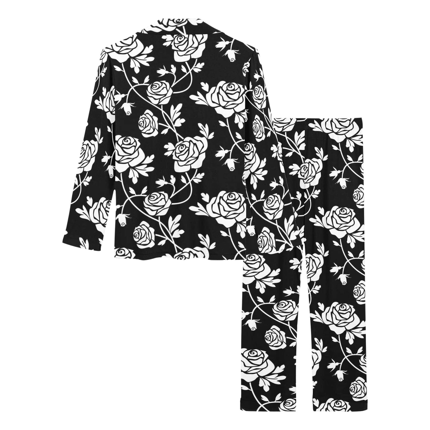Rose Pattern Print Design RO013 Women's Long Pajama Set