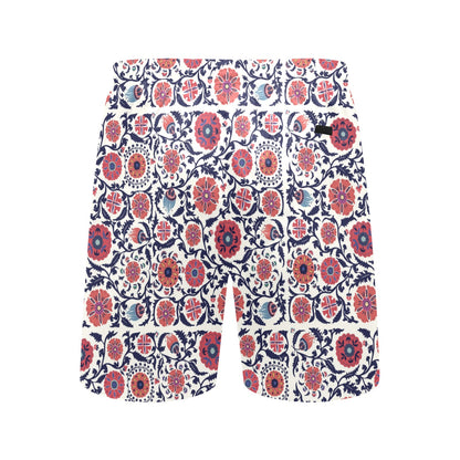 Suzani Print Design LKS304 Men's Swim Trunks Beach Shorts