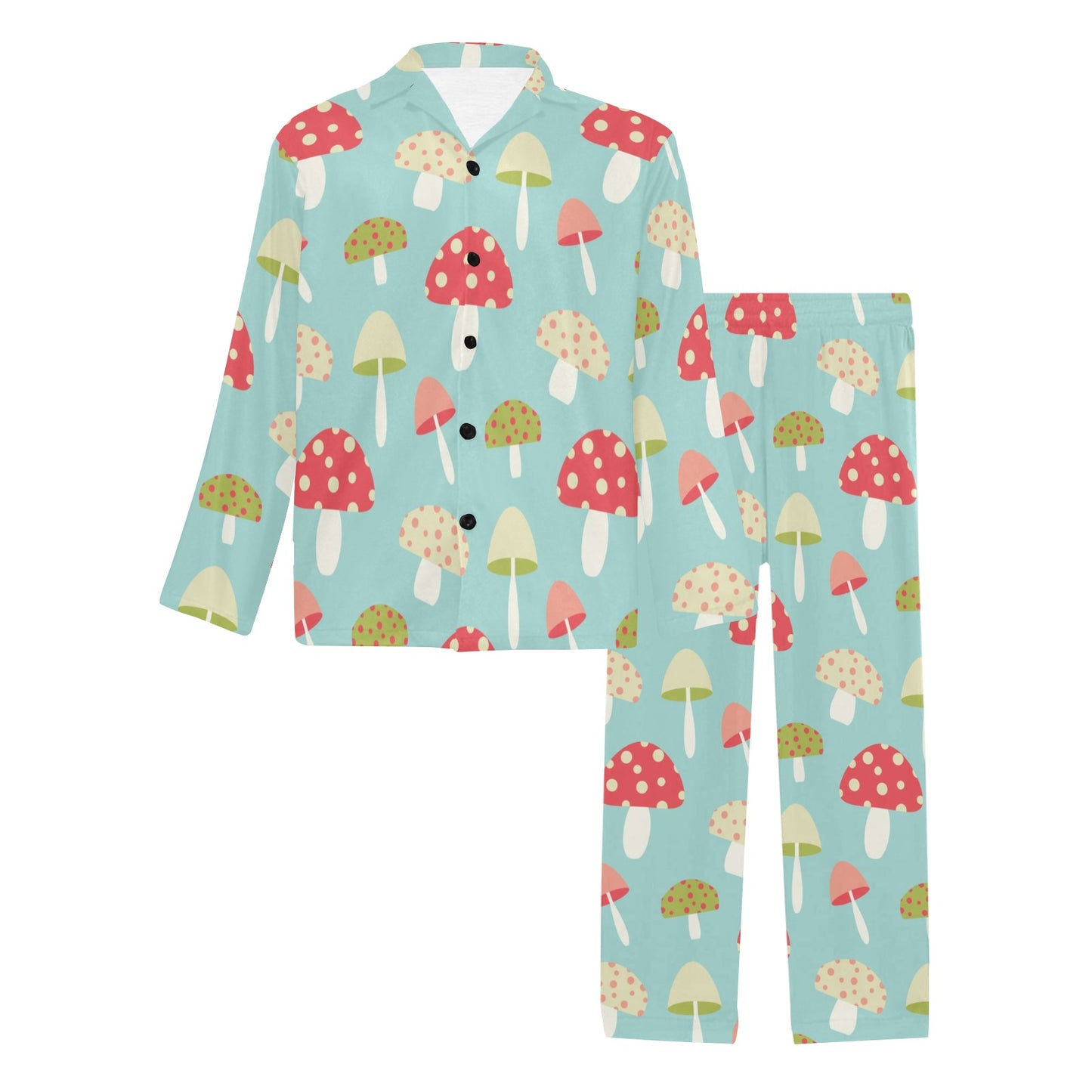 Mushroom Pattern Print Design A01 Men's Long Pajama Set