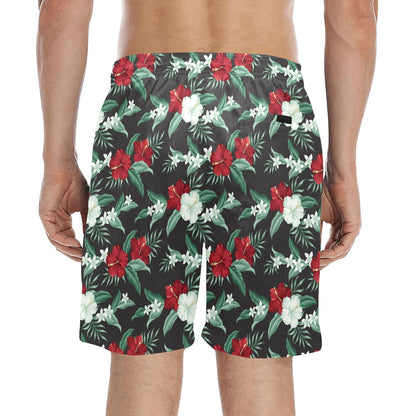 Tropical Flower Print Design LKS303 Men's Swim Trunks Beach Shorts
