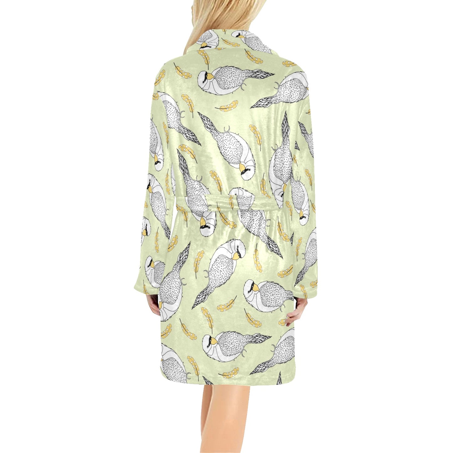 Parakeet Pattern Print Design A03 Women's Fleece Robe