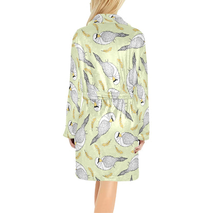 Parakeet Pattern Print Design A03 Women's Fleece Robe