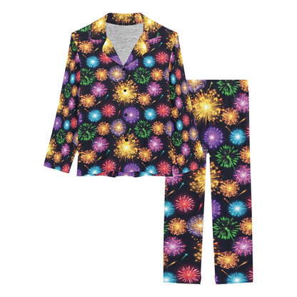 Firework Print Design LKS305 Women's Long Pajama Set