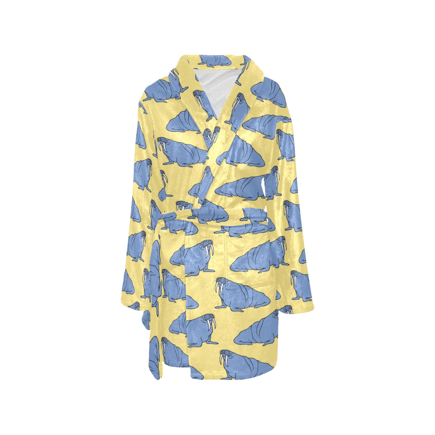 Walrus Pattern Print Design 02 Women's Fleece Robe