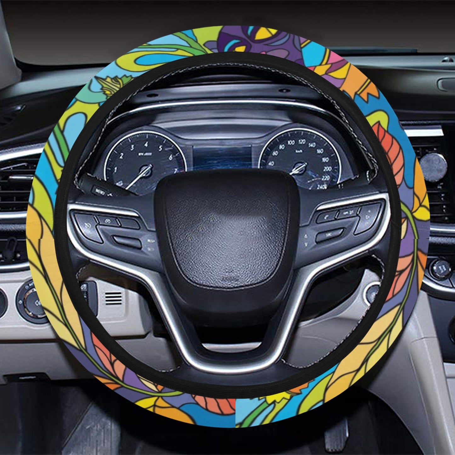 Trippy Print Design LKS301 Steering Wheel Cover with Elastic Edge