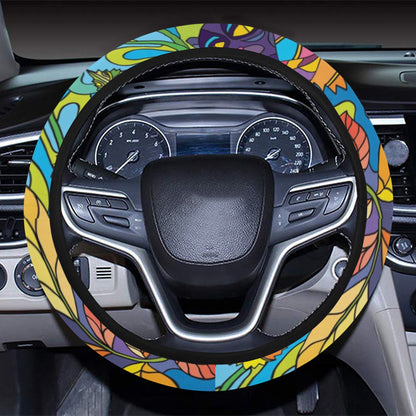 Trippy Print Design LKS301 Steering Wheel Cover with Elastic Edge