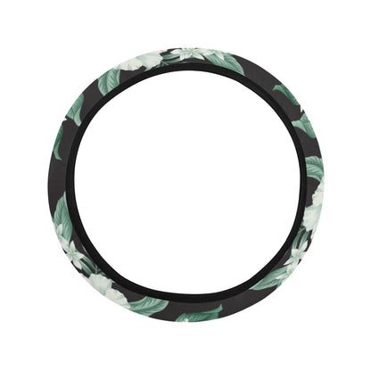 Tropical Flower Print Design LKS303 Steering Wheel Cover with Elastic Edge