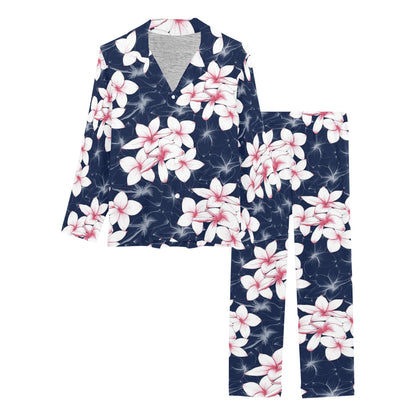 Plumeria Pattern Print Design PM017 Women's Long Pajama Set