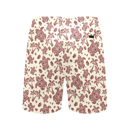 Polynesian Tattoo Turtle Themed Men's Swim Trunks Beach Shorts