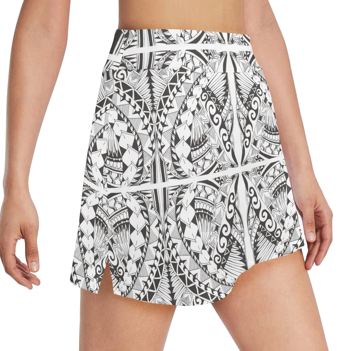 Samoan Style Print Design LKS301 17" Golf & Pickleball Skort with Pockets
