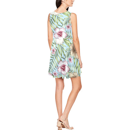 Tropical Flower Pattern Print Design TF05 Sleeveless Dress