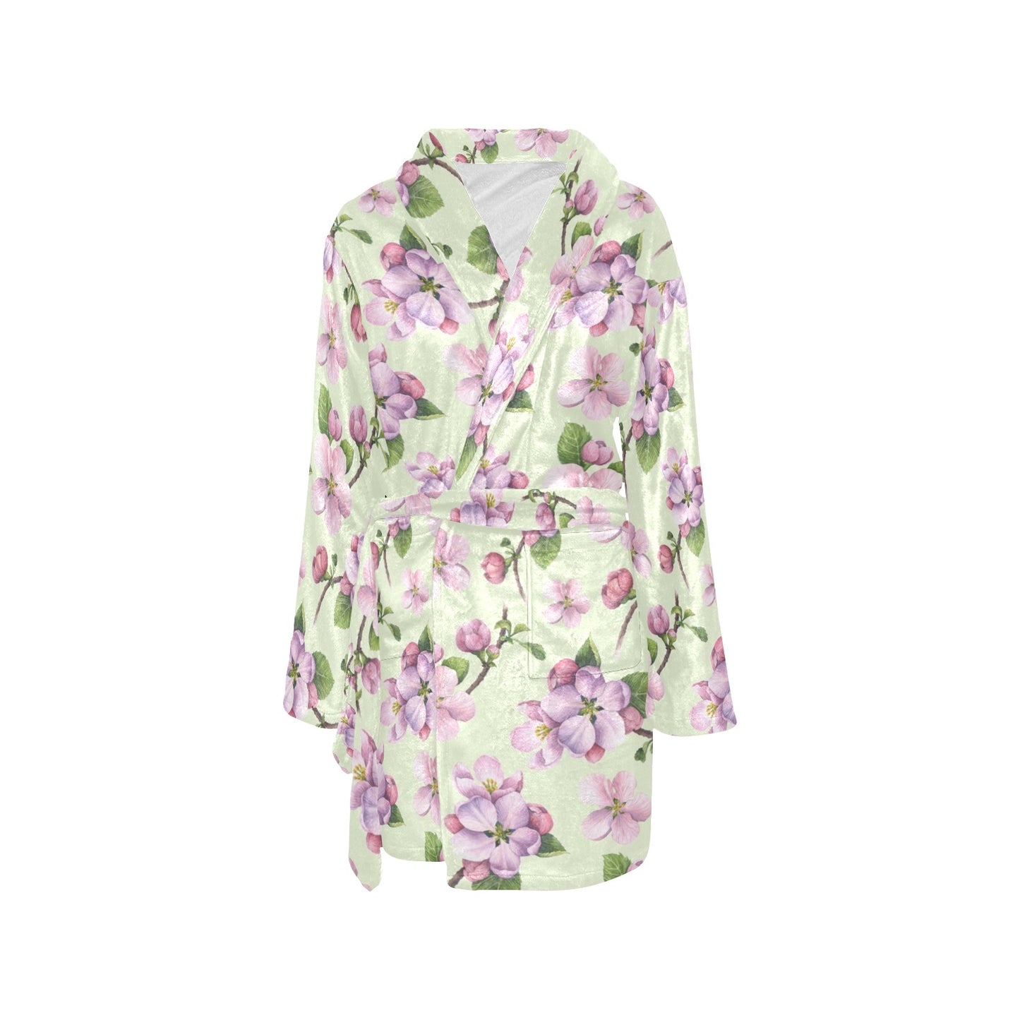 Apple blossom Pattern Print Design AB05 Women's Fleece Robe