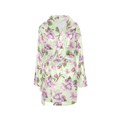 Apple blossom Pattern Print Design AB05 Women's Fleece Robe