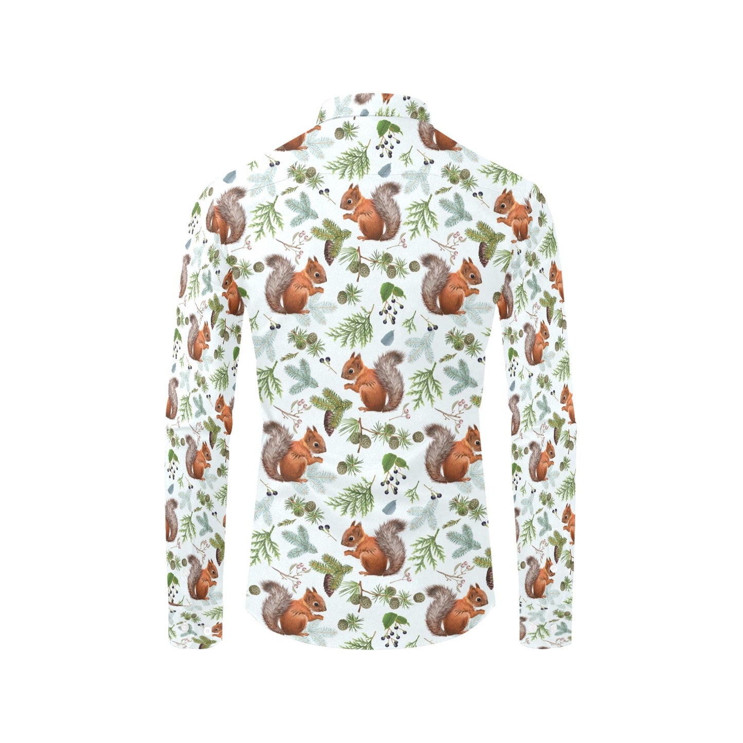 Squirrel Print Design LKS308 Men's Long Sleeve Dress Shirt