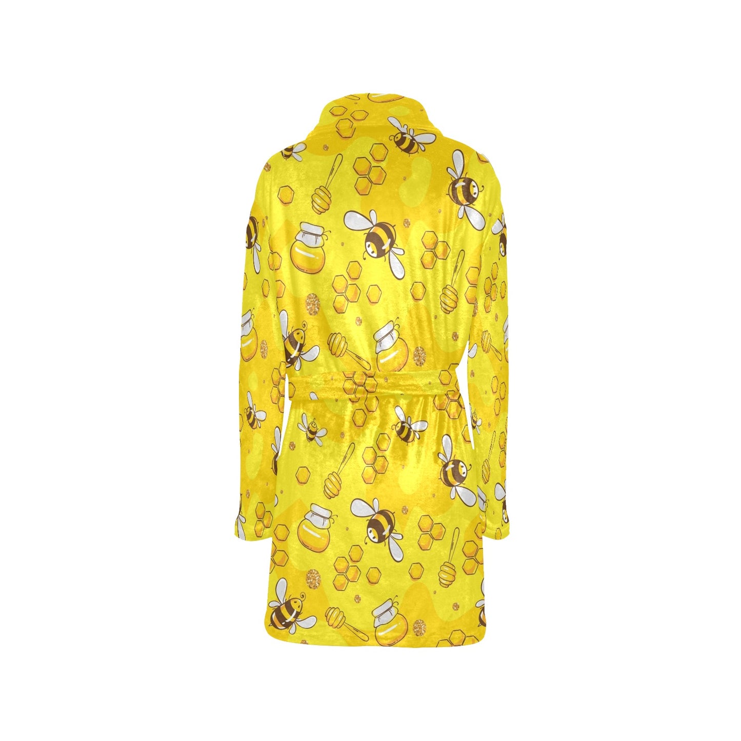 Bee Pattern Print Design BEE01 Women's Fleece Robe