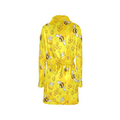 Bee Pattern Print Design BEE01 Women's Fleece Robe