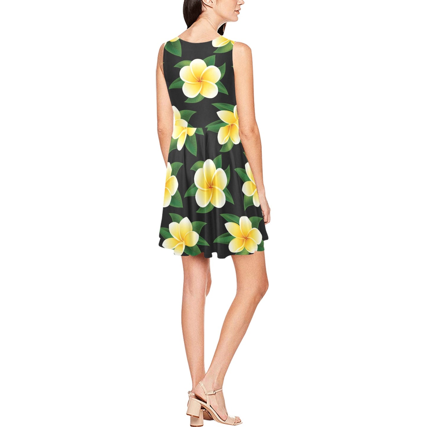 Plumeria Pattern Print Design A03 Sleeveless Dress