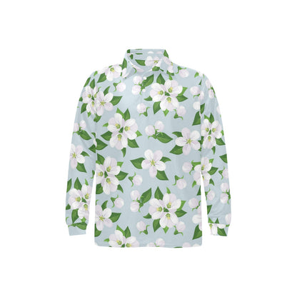 Apple blossom Pattern Print Design AB04 Long Sleeve Polo Shirt For Men's