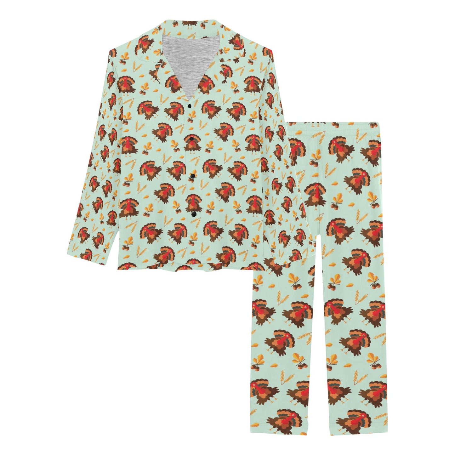 Thanksgiving Print Design LKS309 Women's Long Pajama Set