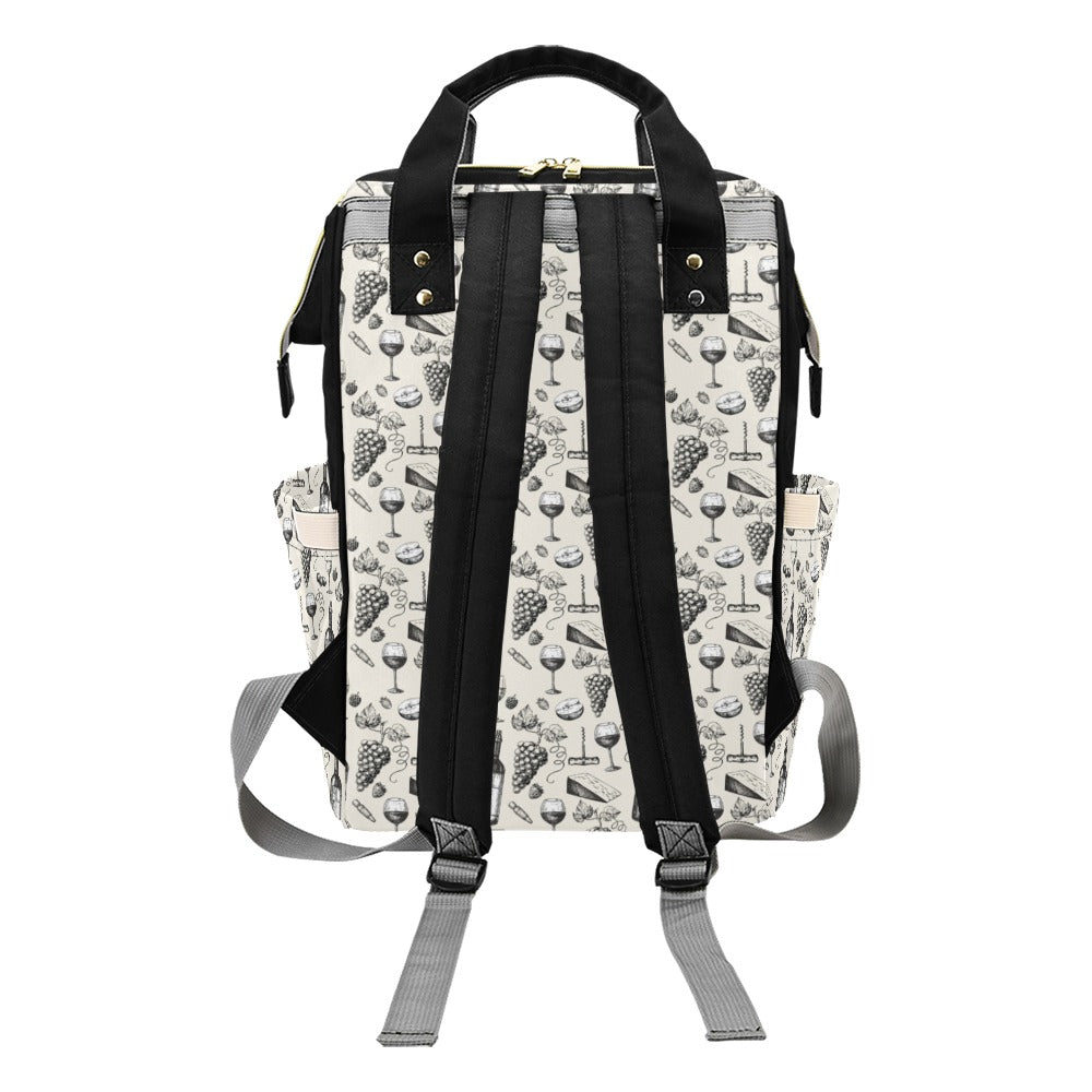 Wine Themed Print Design LKS306 Diaper Bag Backpack