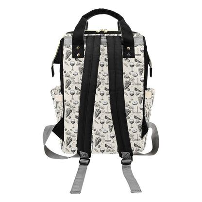 Wine Themed Print Design LKS306 Diaper Bag Backpack