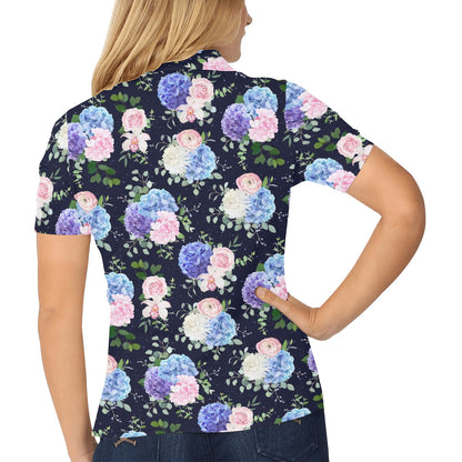 Hibiscus Pattern Print Design HB033 Women's Polo Shirt