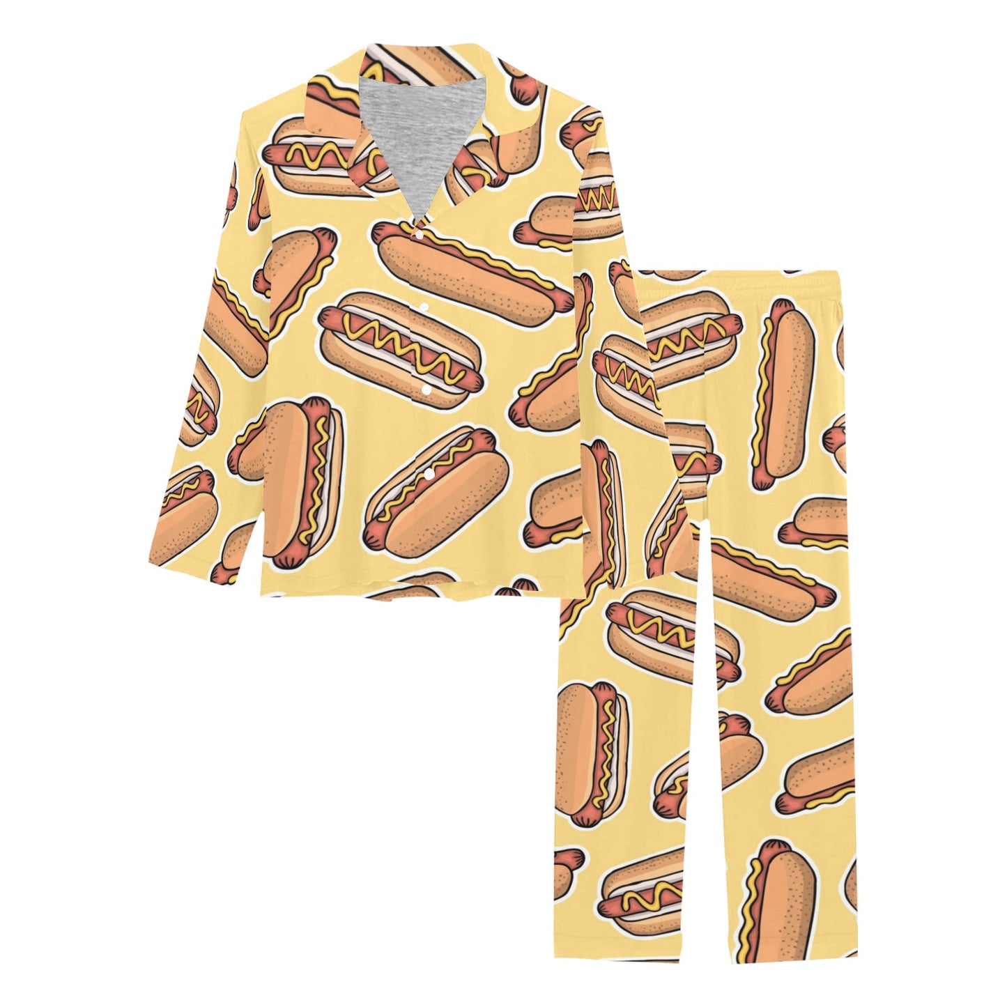 Hot Dog Pattern Print Design 01 Women's Long Pajama Set