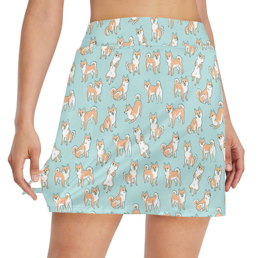Shiba Inu Print Design LKS304 17" Golf & Pickleball Skort with Pockets