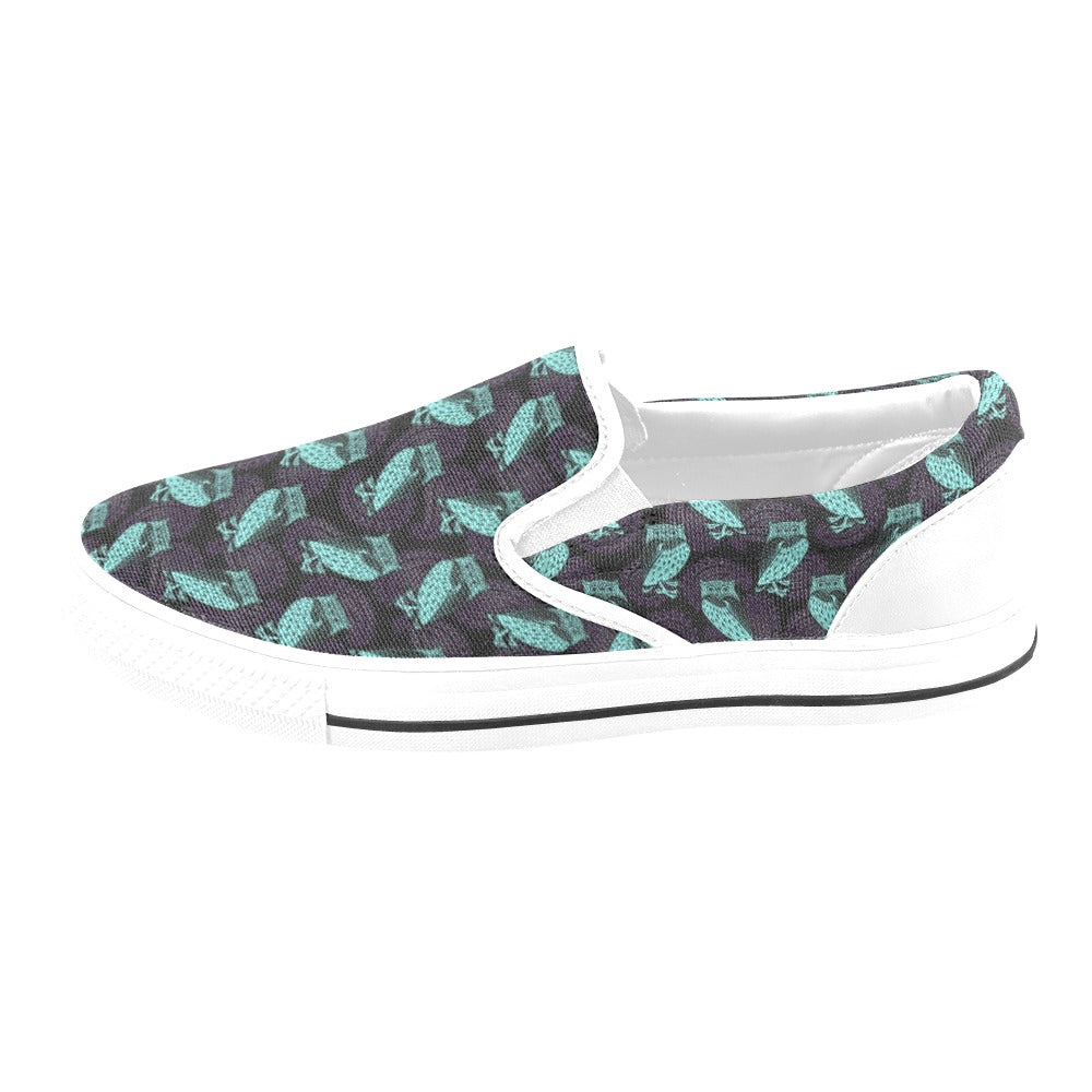 Tribal Pattern Print Design LKS3010 White Slip Ons Canvas Women's Shoes