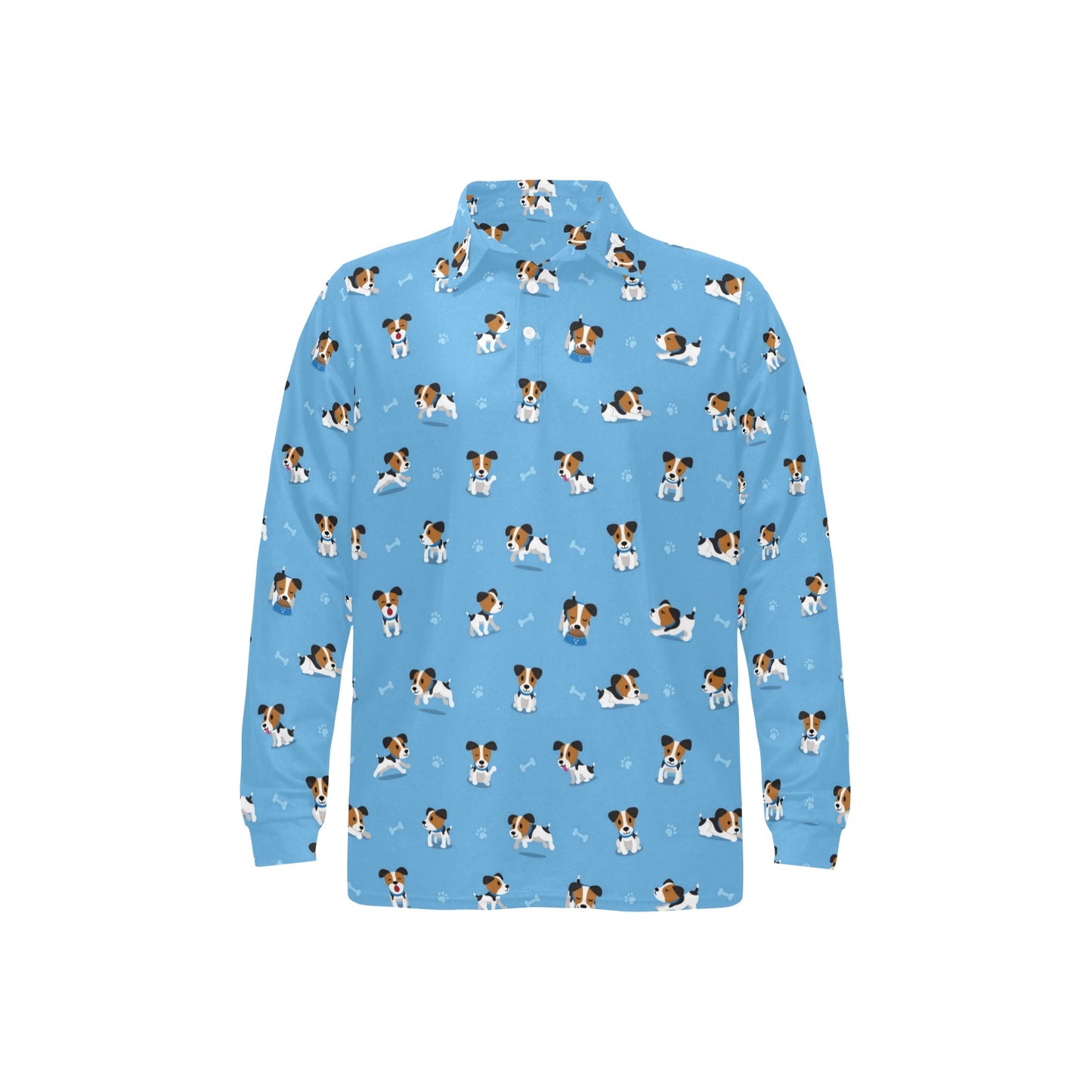 Russell Terriers Print Design LKS3010 Long Sleeve Polo Shirt For Men's