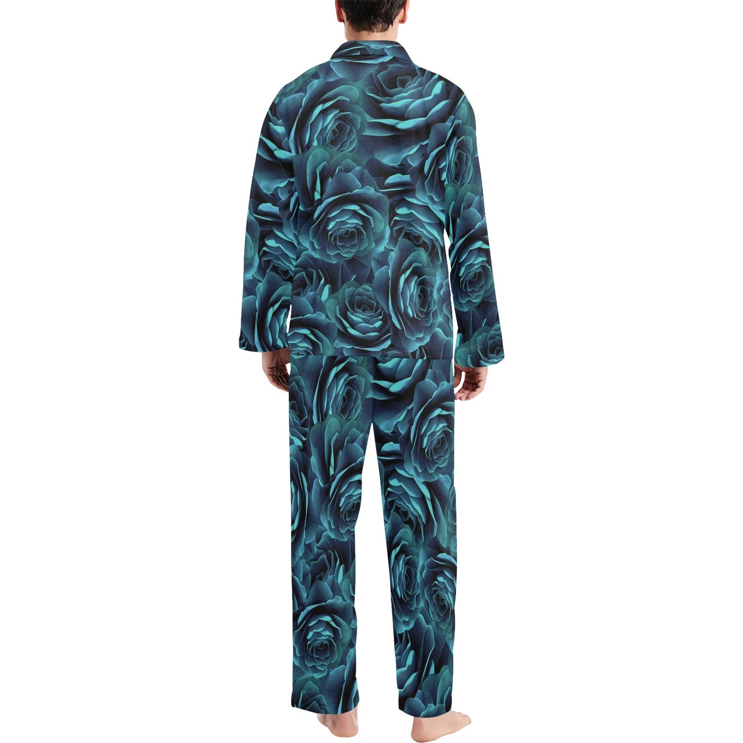Camellia Pattern Print Design CM04 Men's Long Pajama Set