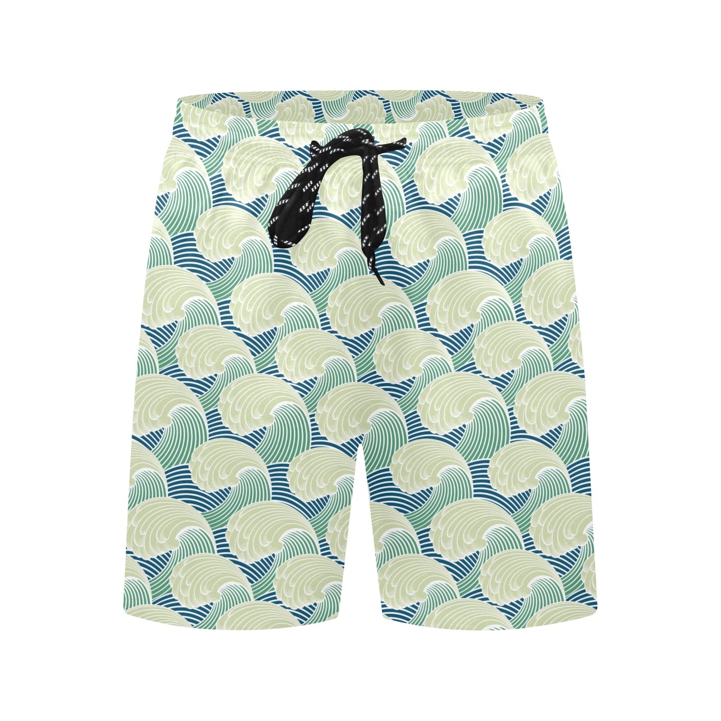 Wave Japan Style Print Design LKS302 Men's Swim Trunks Beach Shorts