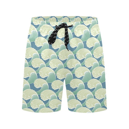 Wave Japan Style Print Design LKS302 Men's Swim Trunks Beach Shorts