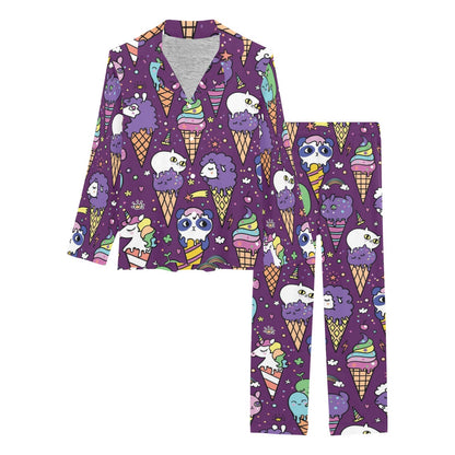 Ice Cream Pattern Print Design IC07 Women's Long Pajama Set