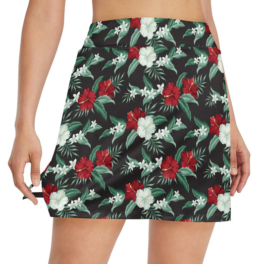 Tropical Flower Print Design LKS303 17" Golf & Pickleball Skort with Pockets