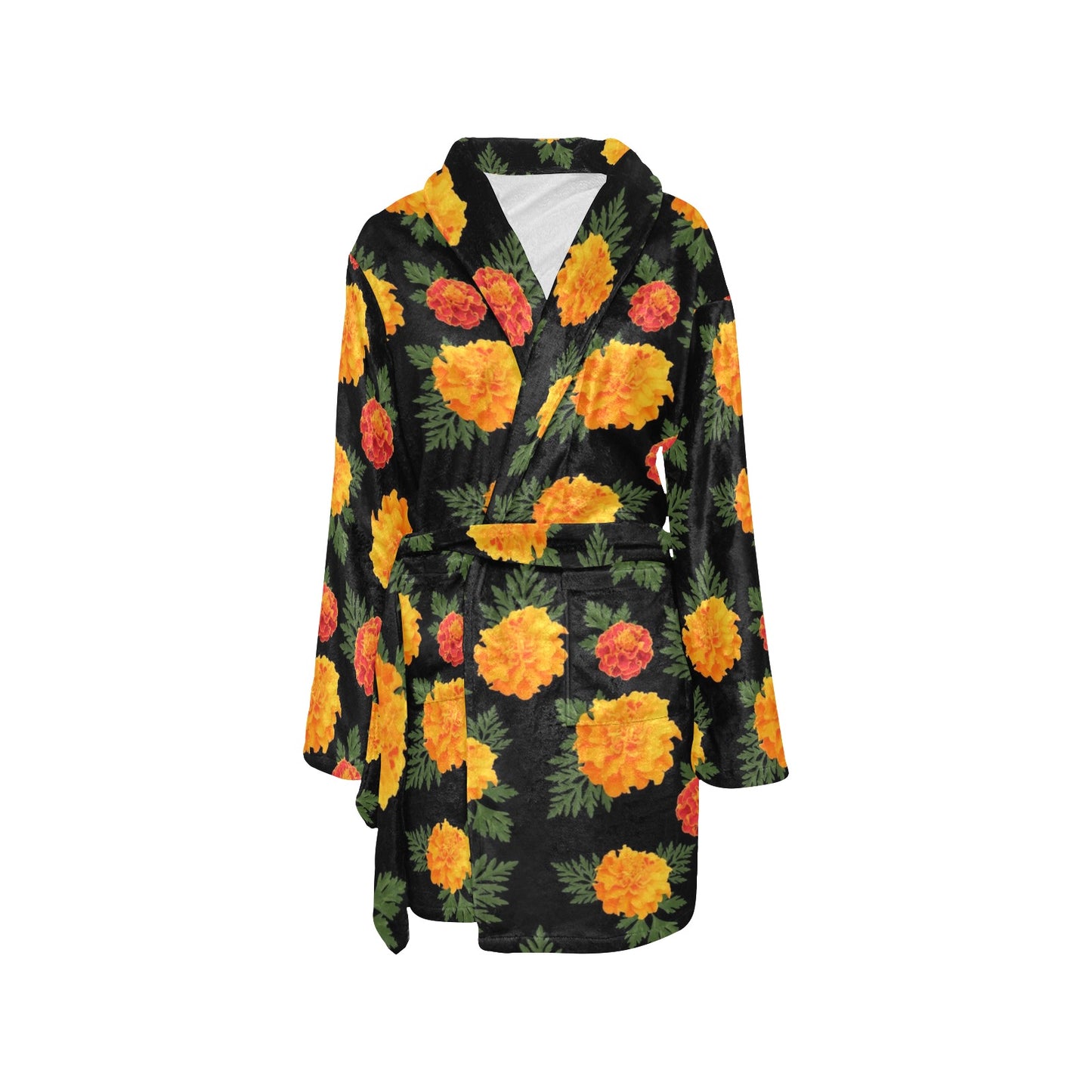 Marigold Pattern Print Design MR05 Women's Fleece Robe