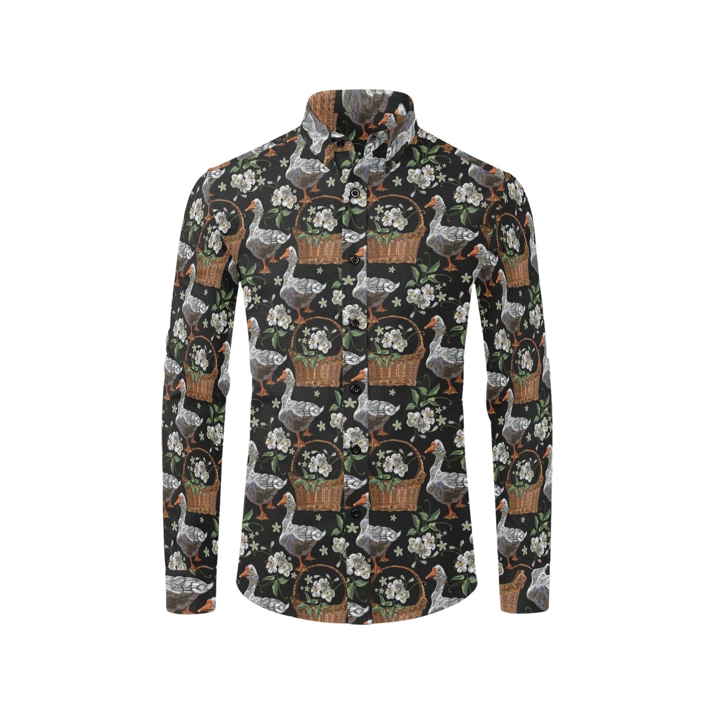 Goose Print Design LKS406 Men's Long Sleeve Dress Shirt