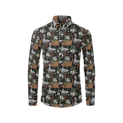 Goose Print Design LKS406 Men's Long Sleeve Dress Shirt