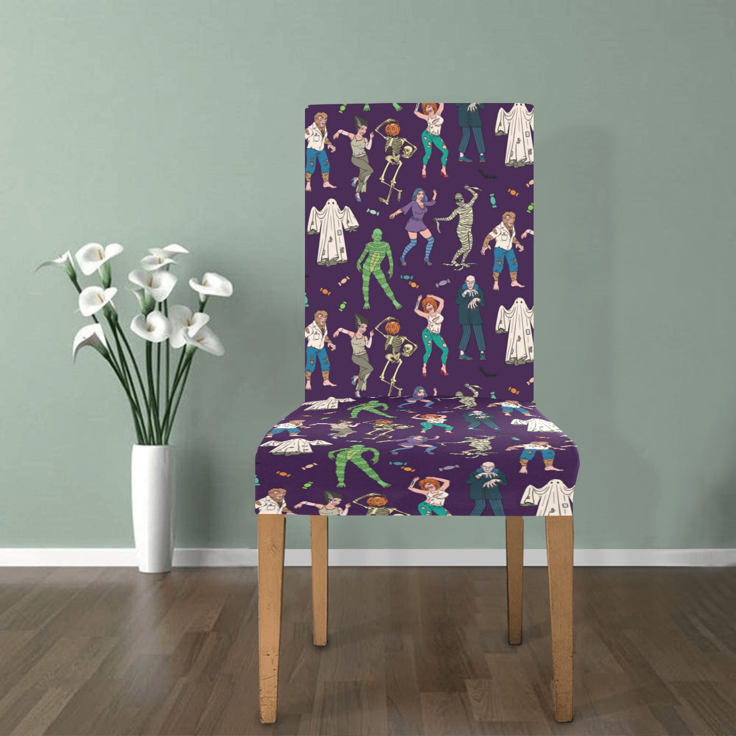 Creepy Zombie Print Design LKS302 Dining Chair Slipcover