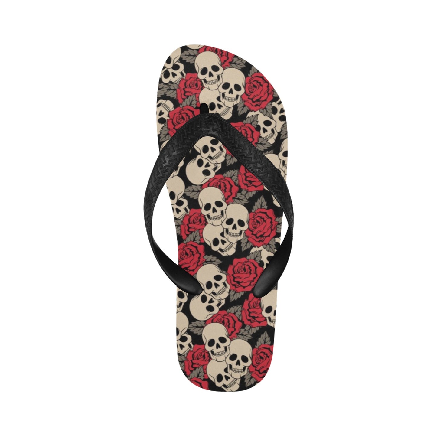 Skull And Roses Print Design LKS301 Flip Flops