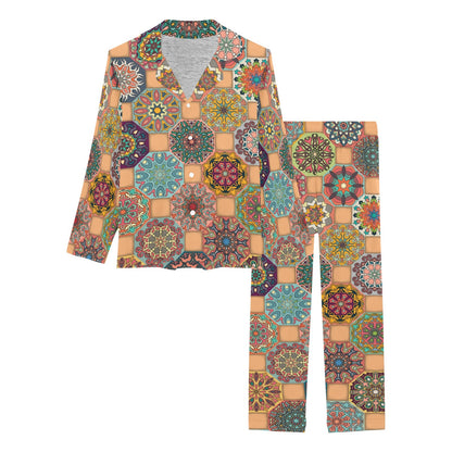 Boho Pattern Print Design 07 Women's Long Pajama Set