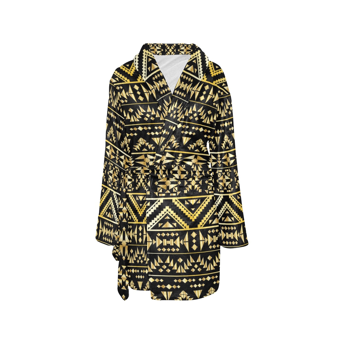 Gold Aztec Tribal Women's Fleece Robe
