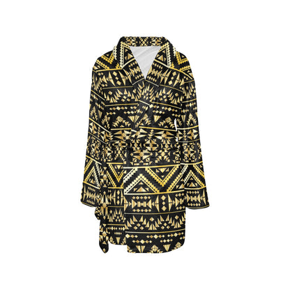 Gold Aztec Tribal Women's Fleece Robe